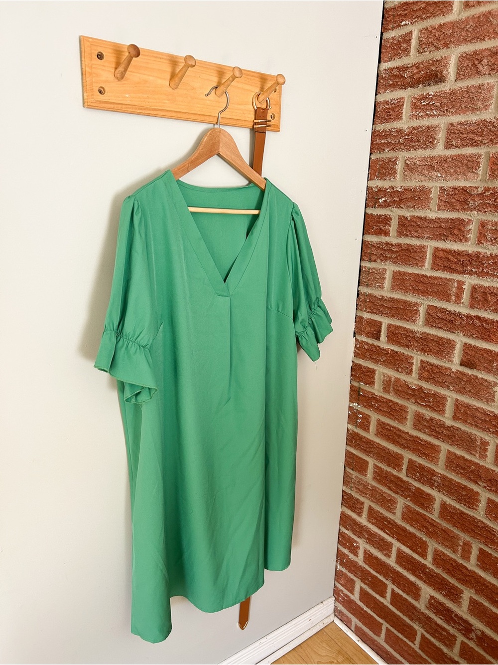 Green V-Neck Women’s Dress